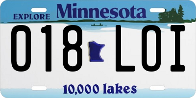 MN license plate 018LOI