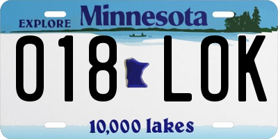 MN license plate 018LOK
