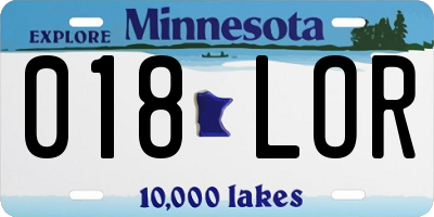 MN license plate 018LOR