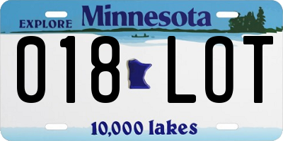 MN license plate 018LOT