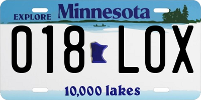 MN license plate 018LOX