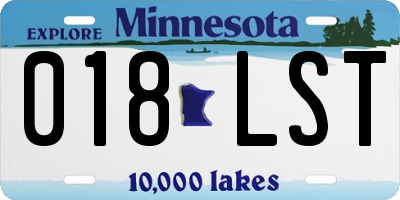 MN license plate 018LST