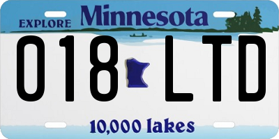MN license plate 018LTD