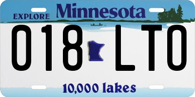 MN license plate 018LTO