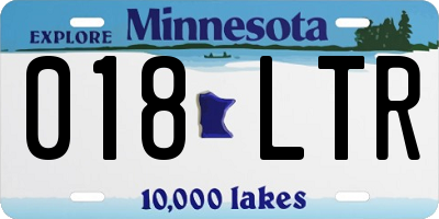 MN license plate 018LTR