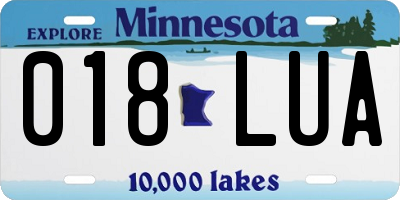 MN license plate 018LUA