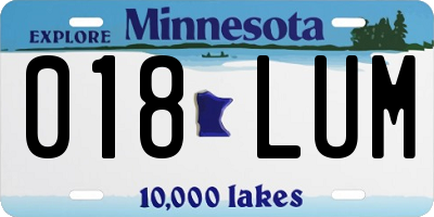 MN license plate 018LUM