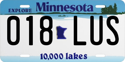 MN license plate 018LUS
