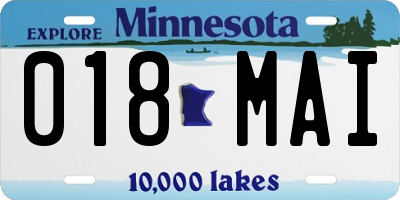 MN license plate 018MAI