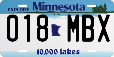 MN license plate 018MBX