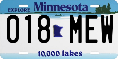 MN license plate 018MEW