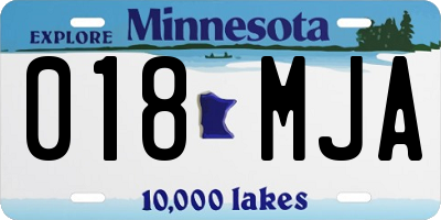 MN license plate 018MJA