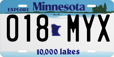 MN license plate 018MYX