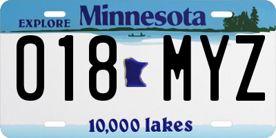 MN license plate 018MYZ