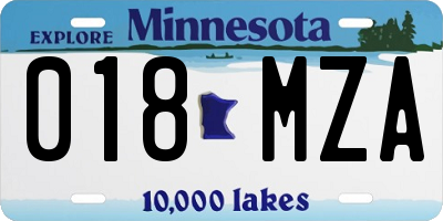 MN license plate 018MZA