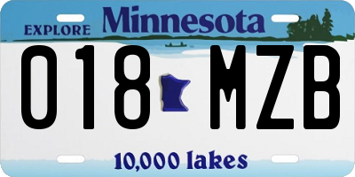 MN license plate 018MZB
