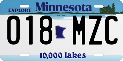 MN license plate 018MZC