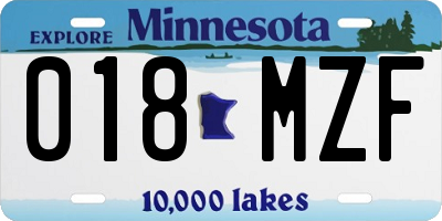 MN license plate 018MZF