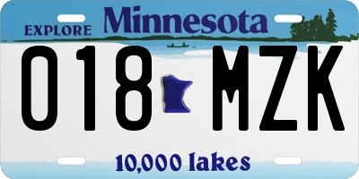 MN license plate 018MZK