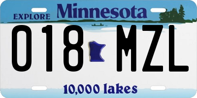 MN license plate 018MZL
