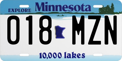 MN license plate 018MZN