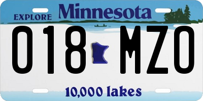 MN license plate 018MZO
