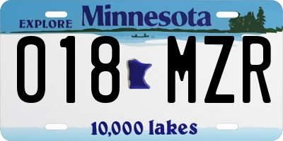 MN license plate 018MZR
