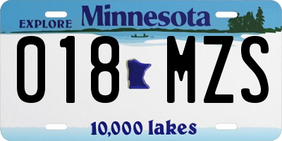 MN license plate 018MZS