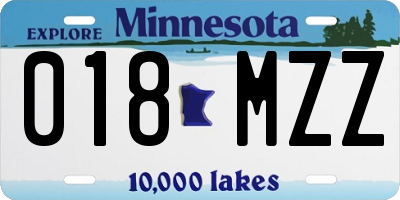 MN license plate 018MZZ