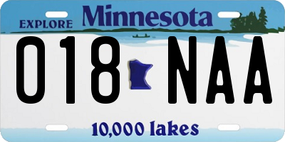 MN license plate 018NAA
