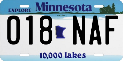 MN license plate 018NAF