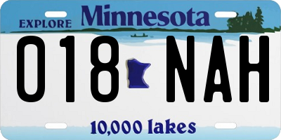 MN license plate 018NAH