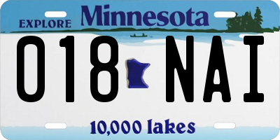 MN license plate 018NAI