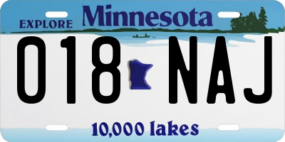MN license plate 018NAJ