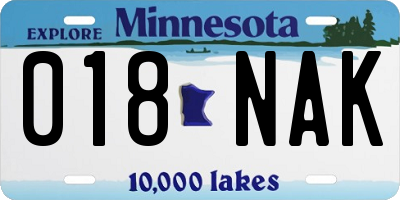 MN license plate 018NAK