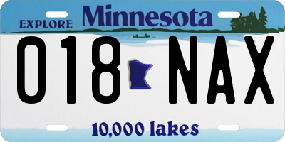 MN license plate 018NAX
