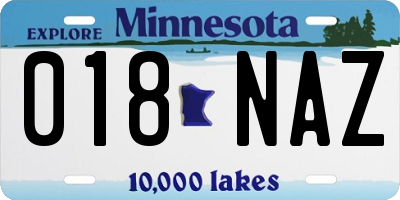 MN license plate 018NAZ