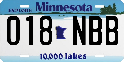 MN license plate 018NBB
