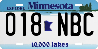 MN license plate 018NBC