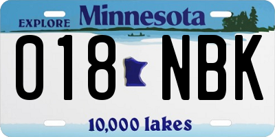 MN license plate 018NBK