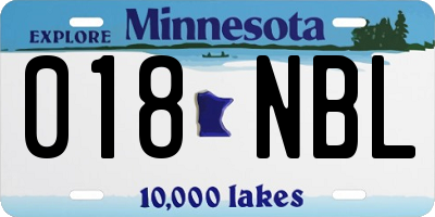 MN license plate 018NBL