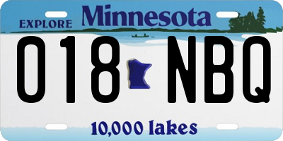 MN license plate 018NBQ