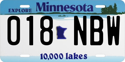 MN license plate 018NBW