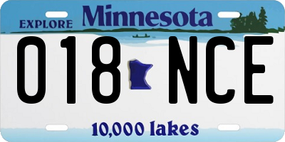 MN license plate 018NCE