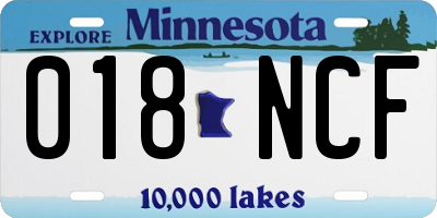 MN license plate 018NCF