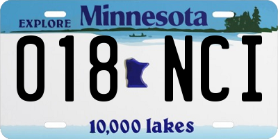 MN license plate 018NCI