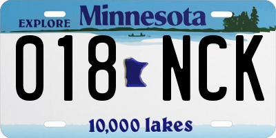 MN license plate 018NCK