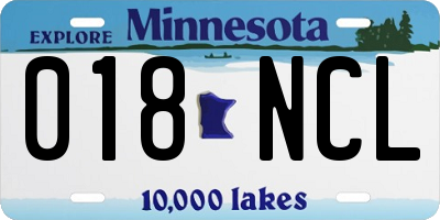 MN license plate 018NCL