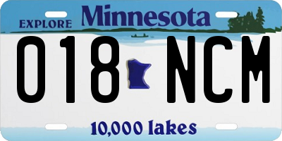 MN license plate 018NCM