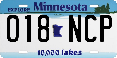 MN license plate 018NCP
